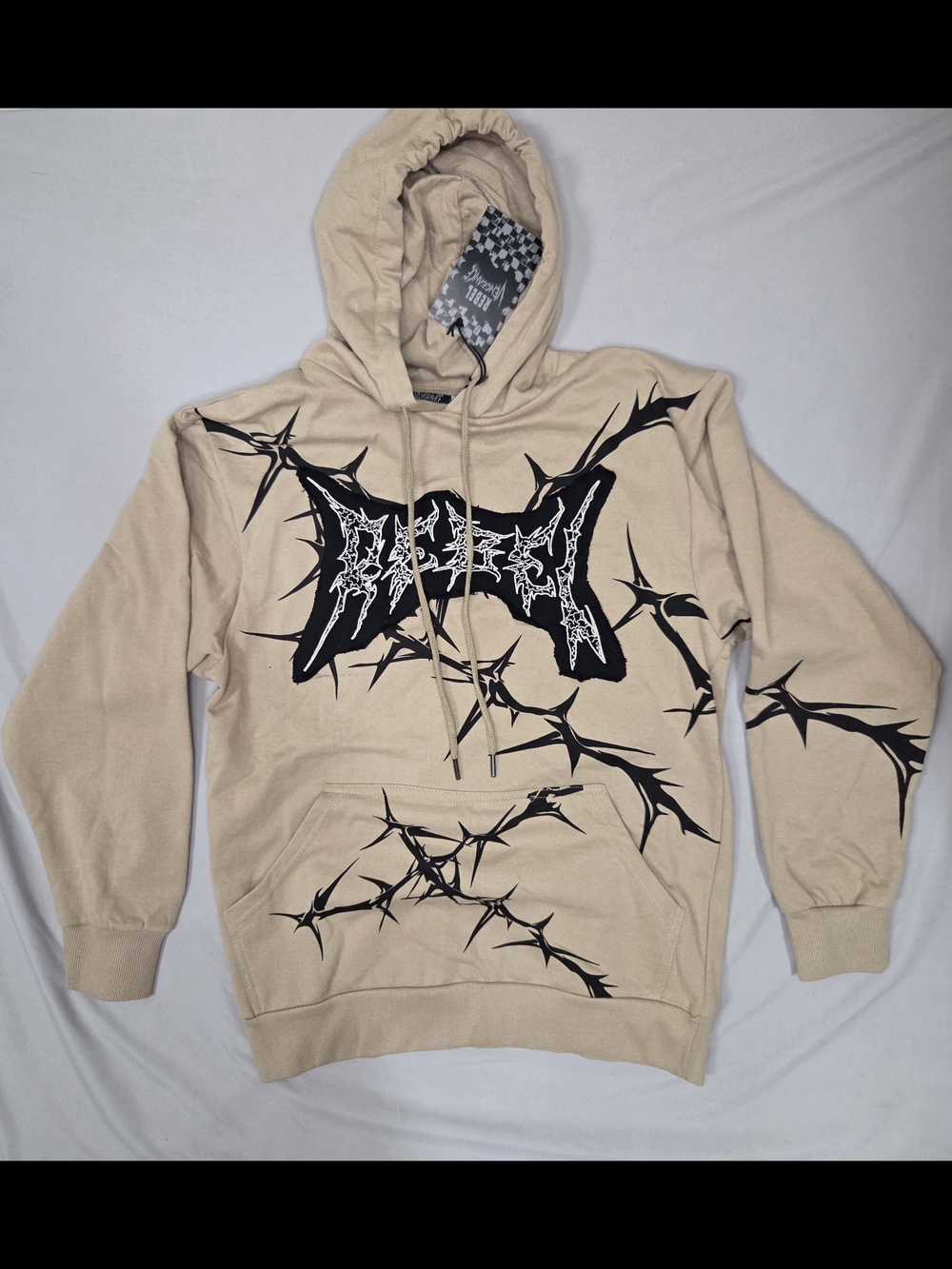 Rebel Vengeance Beige REBEL Embroidered Thorn Graphic Hoodie – NWT